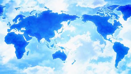 Blue world map wallpaper