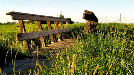 Bridges countryside grass sunny warm wallpaper