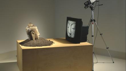 Buddha nam june paik tv artwork cameras wallpaper
