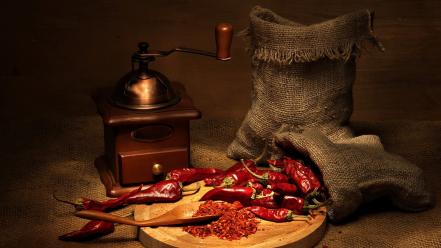 Chili coffee mill digital art mills spices wallpaper