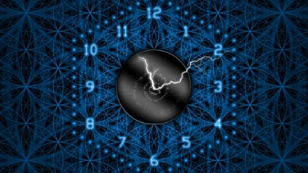 Clocks digital art lightning time watches wallpaper