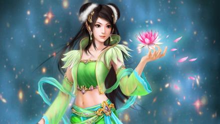Fantasy girl with flower wallpaper