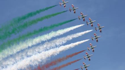 Frecce tricolori italian air force airplanes contrails wallpaper