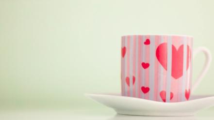 Hearts love mugs pink wallpaper
