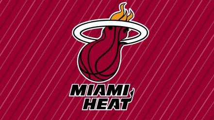 Miami heat nba basketball logos red background wallpaper