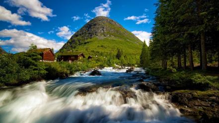 Mountains nature outdoors rivers trees wallpaper