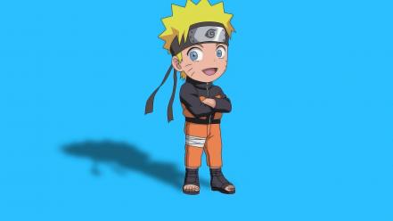 Naruto: shippuden uzumaki naruto blue background chibi wallpaper