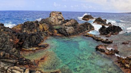 Aruba caribbean sea blue circles green wallpaper