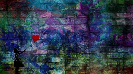 Banksy balloons red wallpaper