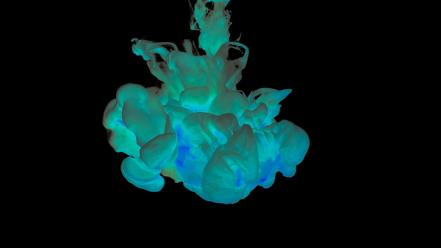 Black background blue dyed fluid liquid wallpaper