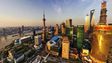 China shanghai architecture buildings channel wallpaper