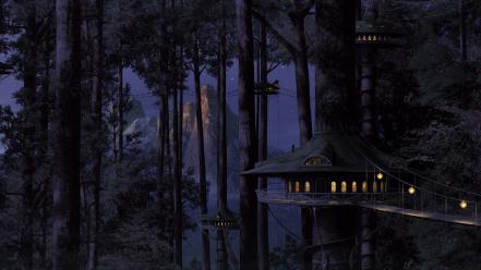 Cities fantasy art forests game hut wallpaper
