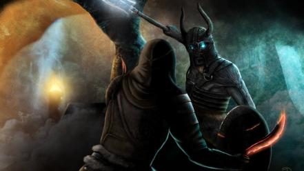 Elder scrolls v: skyrim artwork daggers dungeons wallpaper