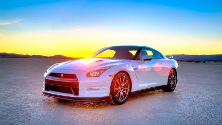 Nissan gt-r cars sunrise white wallpaper