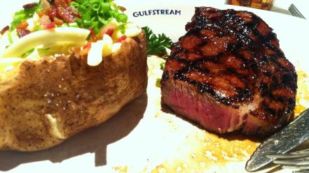 Food potatoes steak wallpaper