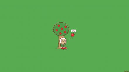 Isaac newton threadless apples cartoons gravity wallpaper