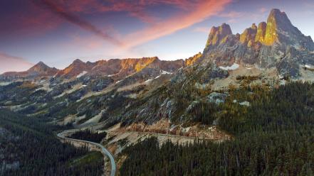 National park washington state clouds forests highways wallpaper