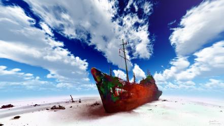 Original content boats clouds deserts scenic wallpaper