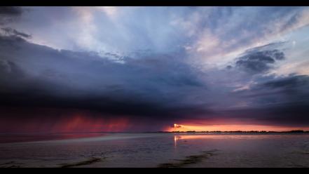 Clouds beach rain skyscapes wallpaper