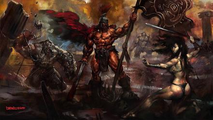 Fantasy art warriors wallpaper