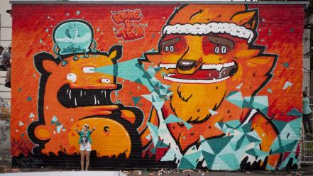 Mars graffiti urban street art traditional wallpaper