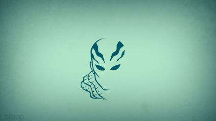 Minimalistic superheroes hellboy blue background abe sapien blo0p wallpaper