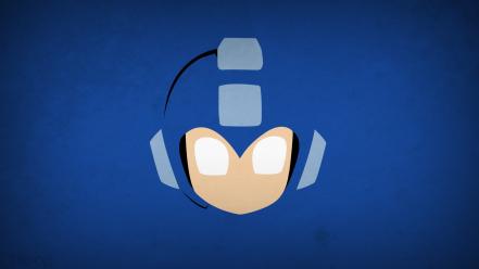 Minimalistic superheroes mega man blue background blo0p wallpaper