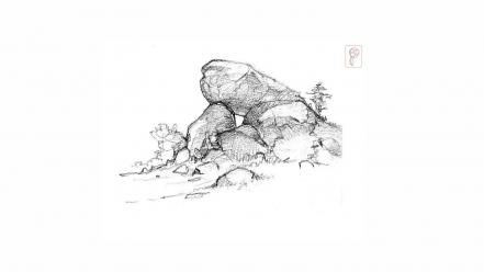 Rocks artwork sketch wallpaper