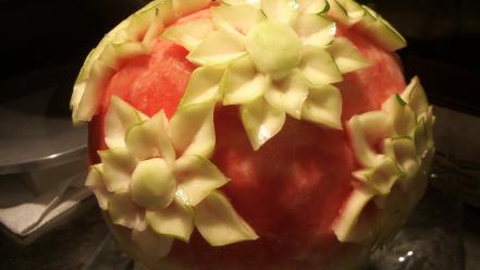 Watermelons artwork floral fruit carving wallpaper