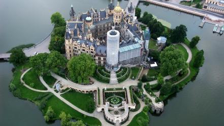 Aerial view architecture buildings castles islands wallpaper