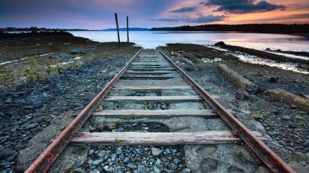 Coast landscapes nature railroad tracks railways wallpaper