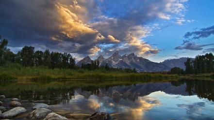 Grand teton national park wyoming clouds dawning wallpaper