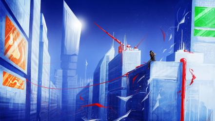 Mirrors edge artwork buildings landscapes town wallpaper