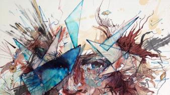 Abstract paintings traditional art scans breaking wallpaper