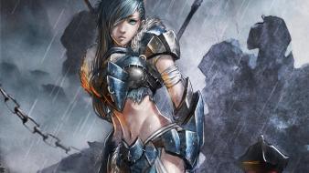 Art armor artwork aqua eyes anime girls wallpaper