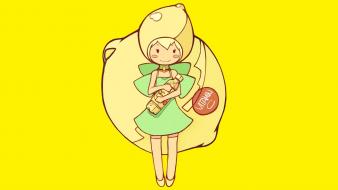 Blondes dress anime girls yellow background c.c. lemon wallpaper