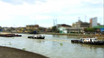 Boats tilt-shift manila wallpaper