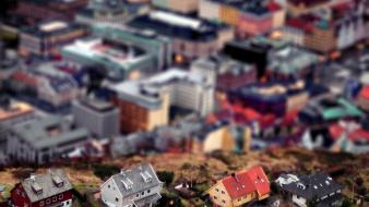 Cityscapes tilt-shift bergen wallpaper