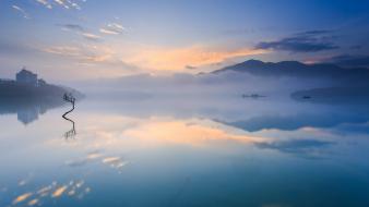 Clouds trees lakes wallpaper