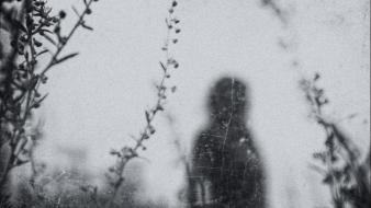 Dark grayscale eerie blurred separation wallpaper