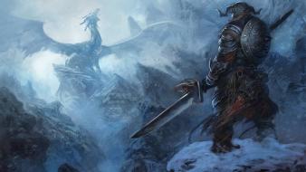 Dragons artwork the elder scrolls v: skyrim wallpaper