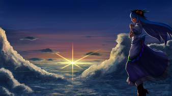 Eyes hinanawi tenshi skyscapes hats anime girls wallpaper