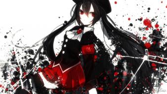 Eyes thigh highs hats anime girls black wallpaper