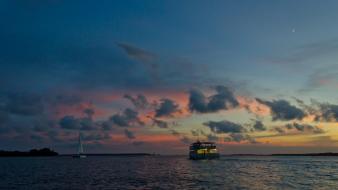 Ocean landscapes night ships usa south carolina sea wallpaper
