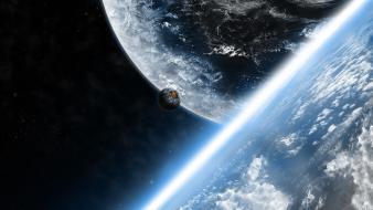 Outer space stars galaxies planets earth artwork wallpaper