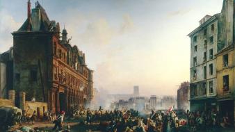 Paris paintings war france revolution hotels de ville wallpaper