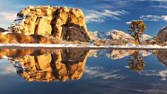 Snow hills mesas joshua tree cirrus clouds wallpaper