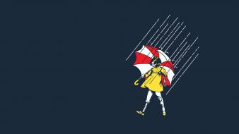 Zombies funny umbrellas fun art wallpaper
