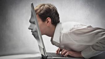 Abstract computers men pc laptops faces wallpaper