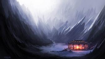 Artwork fireplace andreas rocha master piece wallpaper